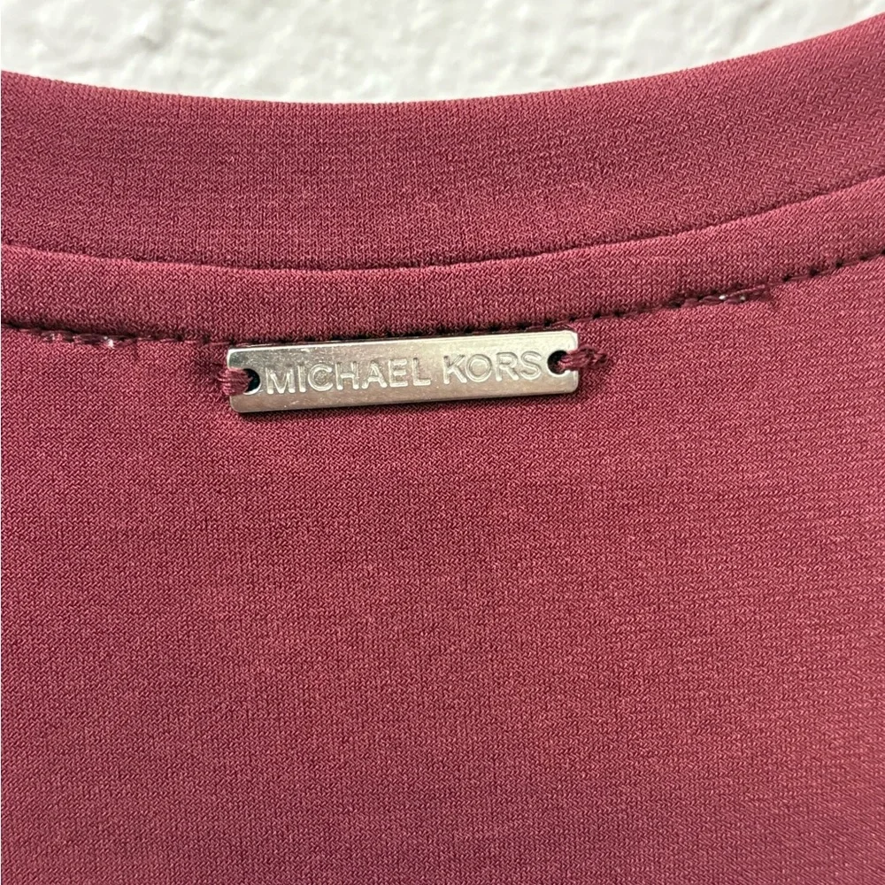 Michael Kors Red Maroon Long Sleeve Cold Shoulder Top Women XS